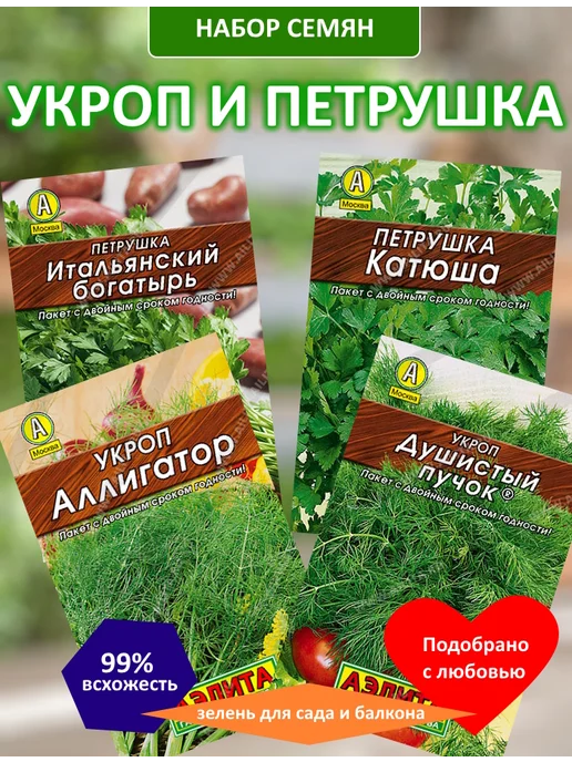 Агрофирма АЭЛИТА Набор семян укропа и петрушки, зеленый
