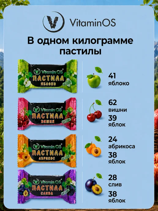 VitaminOS Пастила без сахара фруктовая натуральная Ассорти 1500 г, 1500 г, фото 3